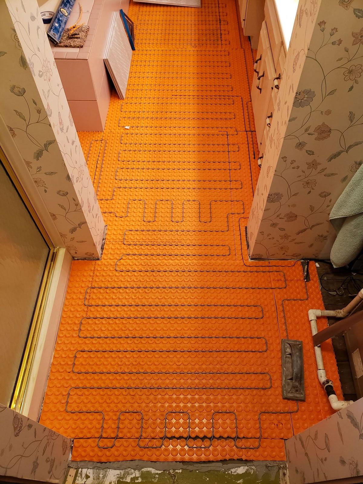 Heated floor before tile