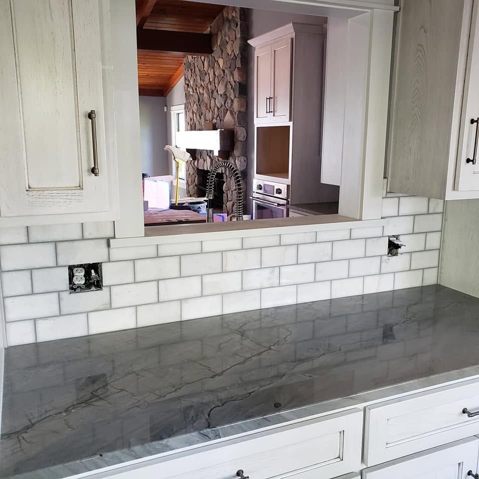 Beveled subway tile
